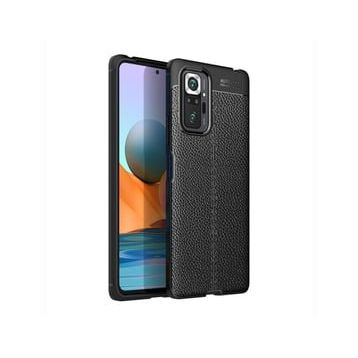 Teleplus Xiaomi Redmi Note 10 Pro Max Deri Dokulu Silikon Siyah Kılıf