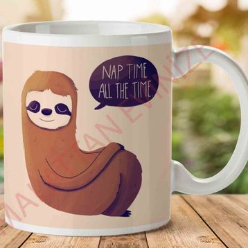 Tembel Hayvan Nap Time Sloth Baskılı Seramik Kupa Bardak