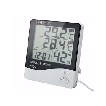 Temperature HTC-2 Problu Dijital Termometre Saat Isı Sıcaklık Nem Ölçer