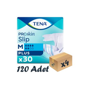 Tena Proskin Slip Plus 6 Damla Orta Boy Medium 30'lu 4 Paket 120 Adet Belbantlı Hasta Bezi