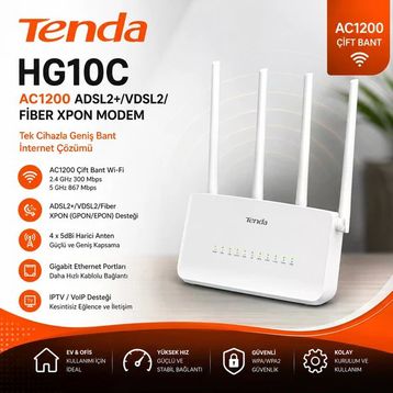 Tenda HG10C AC1200 ADSL2+ VDSL2 Fiber Xpon Modem