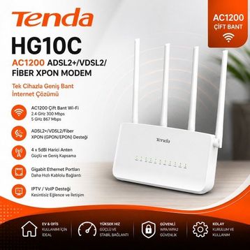 Tenda HG10C AC1200 ADSL2+ VDSL2 Fiber Xpon Modem