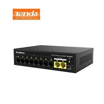 Tenda S110GPC 10 Port 10/100 8 Port PoE 2 Port Gigabit Uplink Yönetilemez Desktop Switch