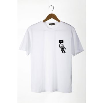 Terapi Men 22Y-3400761-3 Astronot Baskılı Bisiklet Yaka Oversize Rahat Kalıp Basic T-Shirt