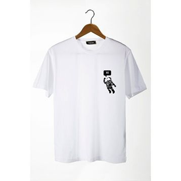 Terapi Men 22Y-3400761-3 Astronot Baskılı Bisiklet Yaka Oversize Rahat Kalıp Basic T-Shirt