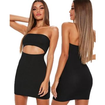 Terry Pau Siyah Mini Straplez Elbise