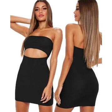 Terry Pau Siyah Mini Straplez Elbise