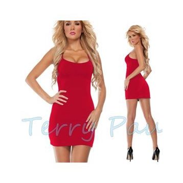 Terry Pau TP100865 Kırmızı Askılı Elbise