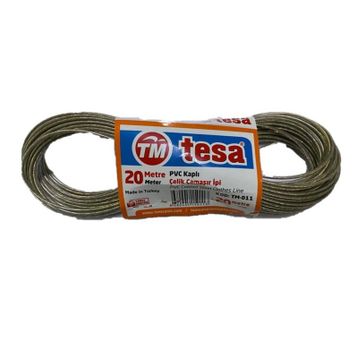 Tesa 20 m PVC Kaplı Çelik Çamaşır İpi