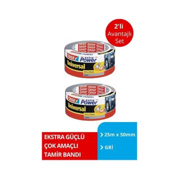 Tesa 25 mm x50 mt Gri 2 Adet Extra Power Universal Duct Bant