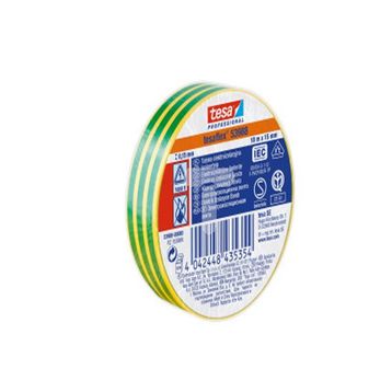 Tesa 53988-00080 Yeşil & Sarı Çizgili Elektrik İzolasyon Bant