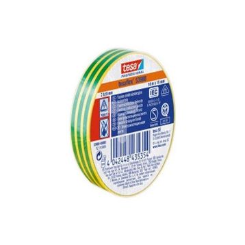 Tesa 53988-00080 Yeşil & Sarı Çizgili Elektrik İzolasyon Bant