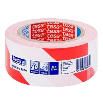 Tesa 60760-00092-15 33 m 50 mm Kırmızı Beyaz Yer İşaretleme İkaz Bandı