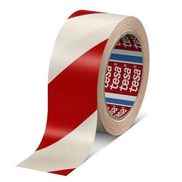 Tesa 60760 Kırmızı/Beyaz Çizgili 50mmx33m Yer İşaretleme İkaz Bandı