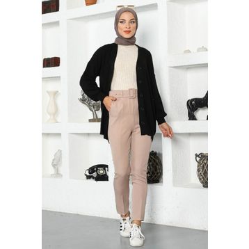 Tesettür Dünyası TSD221012 Vizon Kemerli Havuç Pantolon