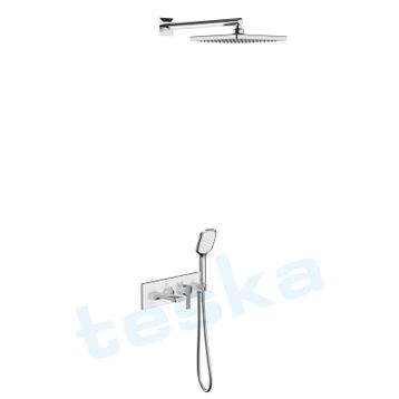 Teska Life Beyaz Camlı Üç Yönlü Yatay Ankastre Banyo Bataryası