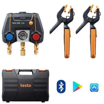 Testo 550i Uygulama Kontrollü Bluetooh ve 2 Yollu Valf Bloğuna Sahip Dijital Manifold