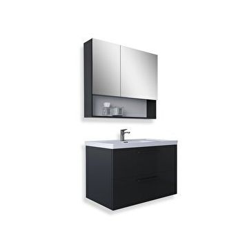 Teta Batum 65 cm Antrasit Mdf Banyo Dolabı Seti