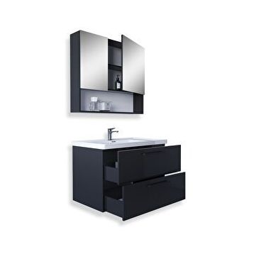 Teta Batum 65 cm Antrasit Mdf Banyo Dolabı Seti