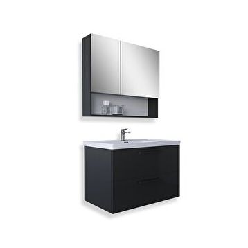 Teta Batum 80 cm Antrasit Mdf Banyo Dolabı Seti