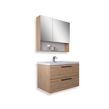 Teta Batum 80 cm Teak Mdf Banyo Dolabı Seti