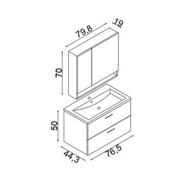 Teta Home Batum 80 cm Kahve MDF Banyo Dolabı Seti