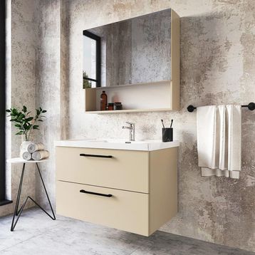 Teta Home Batum 80 cm Kahve MDF Banyo Dolabı Seti