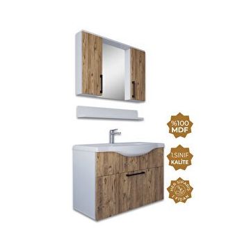 Teta Home Eko 80 cm Atlantik Çam-Beyaz MDF Banyo Dolabı Seti