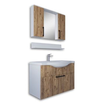 Teta Home Eko 80 cm Atlantik Çam-Beyaz MDF Banyo Dolabı Seti