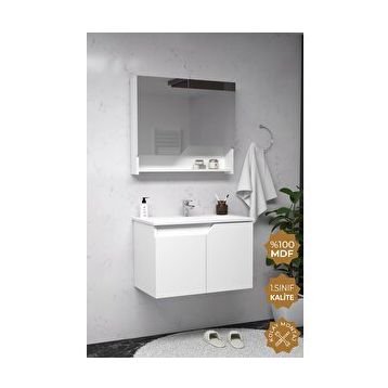 Teta Home Napoli 80 cm Beyaz Mdf Banyo Dolabı Seti