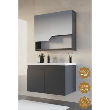 Teta Home Napoli 80 cm MDF Antrasit Banyo Dolabı Seti