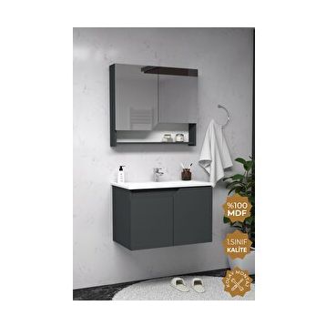 Teta Home Napoli 80 cm MDF Antrasit Banyo Dolabı Seti