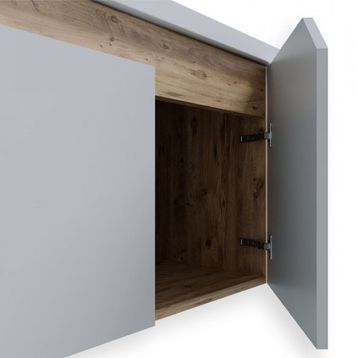 Teta Home Napoli 80 cm MDF Atlantik Çam Beyaz Banyo Dolabı Seti + Boy Dolabı