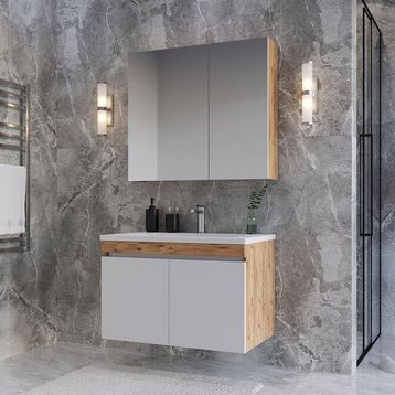 Teta Home Tokyo 65 cm Atlantik Çam-Beyaz MDF Banyo Dolabı Seti