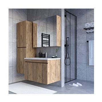 Teta Home Tokyo 65 cm Atlantik Çam Mdf Banyo Dolabı Seti + Boy Dolabı