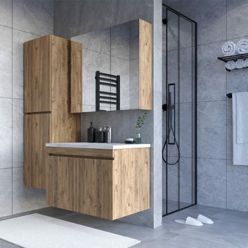 Teta Home Tokyo Atlantik Çam 80 cm MDF Banyo Dolabı Seti