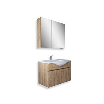 Teta Kahire 80 cm Safir Meşe Mdf Banyo Dolabı Seti