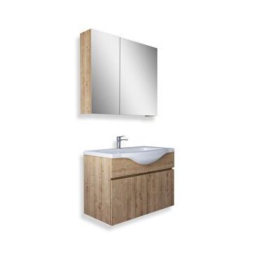 Teta Kahire 80 cm Safir Meşe Mdf Banyo Dolabı Seti