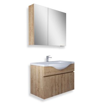 Teta Kahire 80 cm Safir Meşe Mdf Banyo Dolabı Seti