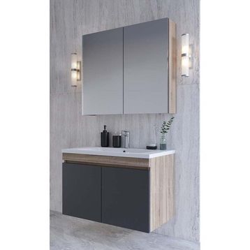 Teta Tokyo 65 cm Antrasit Mdf Banyo Dolabı Seti