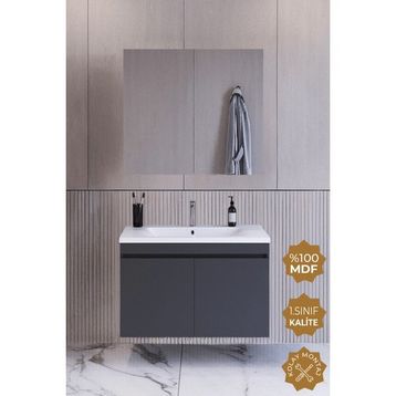 Teta Tokyo 65 cm Antrasit Mdf Banyo Dolabı Seti