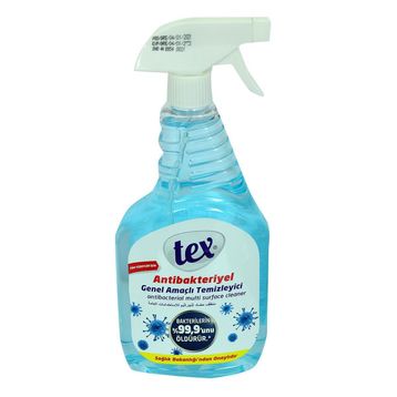 Tex 750 ml Tüm Yüzeyler İçin Spreyli Mavi Antibakteriyel Genel Amaçlı Temizleyici
