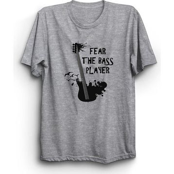 The Fame Fear The Bass Player Basçıdan Kork Bas Gitar Bass Guitar Müzik Music Gri Kadın T-shirt