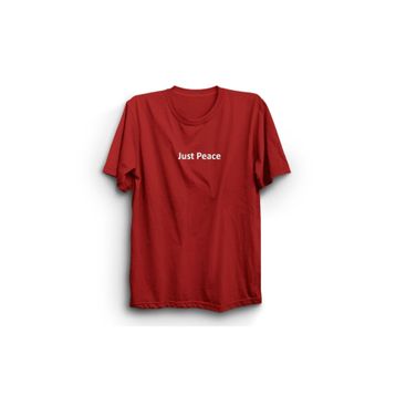 The Fame Just Peace Sadece Huzur Slogan Kırmızı Erkek T-shirt