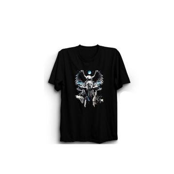 The Fame Kızılderili Şaman Indian Wolf Eagle Kurt ve Kartal Siyah Unisex T-shirt