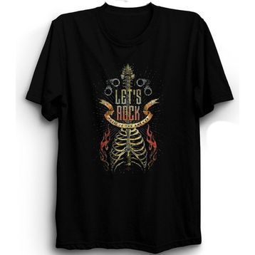 The Fame Lets Rock Guitar Gitar Rock Metal Siyah Kadın T-shirt