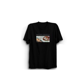The Fame Michelangelo The Creation Of Adam Resim Ressam Sanat Siyah Erkek T-shirt