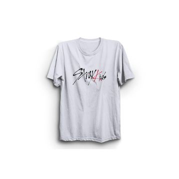 The Fame Stray Kids Classic Logo K-Pop Beyaz Erkek T-shirt