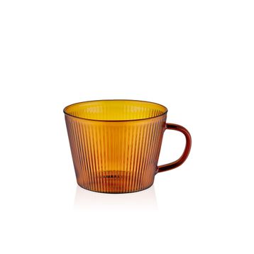 The Mia 310 ml Striped Borosilikat Cam Amber Kahve Kupası