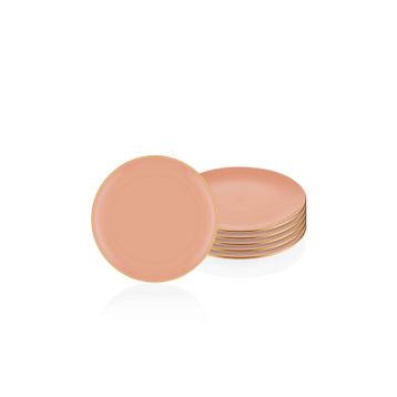 The Mia Basic 6'lı Set Somon Pembe 19 cm Pasta Tabağı